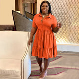 Women's Designer Fashion 1-5XL Shirt Ruffled Dresses (Plus Size)-Women's Fashion Designer Plus Size Dresses-International Women's Clothing