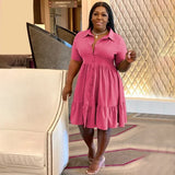 Women's Designer Fashion 1-5XL Shirt Ruffled Dresses (Plus Size)-Women's Fashion Designer Plus Size Dresses-International Women's Clothing
