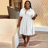 Women's Designer Fashion 1-5XL Shirt Ruffled Dresses (Plus Size)-Women's Fashion Designer Plus Size Dresses-International Women's Clothing