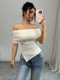 Women's Designer XS-L Off Shoulder Crop Tops Fashion T-Shirts