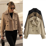 Women's Double Breasted  Fashion Cropped Designer XS-L Jackets