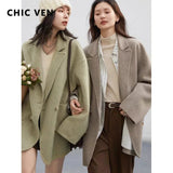 Women's Double-breasted Trench Coat Fashion Designer XS-L Woolen Jackets