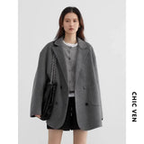 Women's Double-breasted Trench Coat Fashion Designer XS-L Woolen Jackets