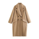 Women's Double-breasted Woolen Trench Coat Fashion Designer Jackets