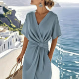 Women's Draped Split 2-4XL Fashion Designer Midi Dresses (Plus Size)