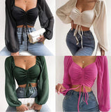 Women's Draw String Fashion Designer Corset Long-Sleeve Tops-Women's Fashion Designer Long-Sleeve Tops