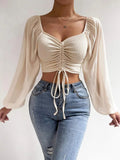 Women's Draw String Fashion Designer Corset Long-Sleeve Tops-Women's Fashion Designer Long-Sleeve Tops