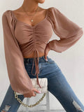Women's Draw String Fashion Designer Corset Long-Sleeve Tops-Women's Fashion Designer Long-Sleeve Tops