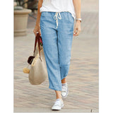 Women's Draw String Loose Fashion Designer Cotton Pants-Women's Fashion Designer Leggings / Pants