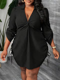 Women's Drawstring 3-5XL Shirt Designer Fashion Short Dresses (Plus Size)