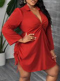 Women's Drawstring 3-5XL Shirt Designer Fashion Short Dresses (Plus Size)