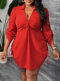 Women's Drawstring 3-5XL Shirt Designer Fashion Short Dresses (Plus Size)