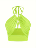 Women's Camisole Drawstring Designer Fashion Crop S-L Singlets-Women's Tops Fashion Designer Plus Size Singlets-fluorescein-Women's fashion designer plus size clothes