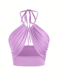 Women's Camisole Drawstring Designer Fashion Crop S-L Singlets-Women's Tops Fashion Designer Plus Size Singlets-purple-Women's fashion designer plus size clothes
