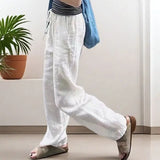 Women's Drawstring M-4XL Cotton Linen Fashion Designer Pants (Plus Size)