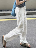 Women's Drawstring M-4XL Cotton Linen Fashion Designer Pants (Plus Size)