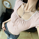 Women's Drawstring Ruffle Trim Blouse Tops Fashion Designer T-Shirts-Women's Tops Fashion Designer T-Shirts / Blouses