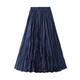 Women's Elastic Waist Fashion Designer A-Line Skirts (Long)