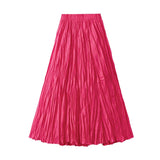 Women's Elastic Waist Fashion Designer A-Line Skirts (Long)