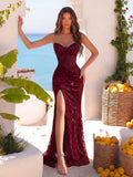 Women's Embroidered Strapless S-L Fashion Designer Sequin Prom Dresses (Long)