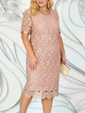 Women's Embroidery Floral 2-5XL Fashion Designer Midi Dresses (Plus Size)