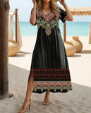Women's Ethnic Bohemian 1-5XL Fashion Designer Long Dresses (Plus Size)