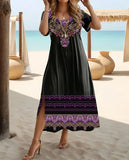 Women's Ethnic Bohemian 1-5XL Fashion Designer Long Dresses (Plus Size)