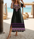 Women's Ethnic Bohemian 1-5XL Fashion Designer Long Dresses (Plus Size)
