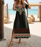 Women's Ethnic Bohemian 1-5XL Fashion Designer Long Dresses (Plus Size)