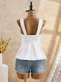 Women's Eyelet Lace Cami Crop Tops Backless Fashion Designer S-L Singlets-Women's Tops Fashion Designer Singlets-International Women's Clothing
