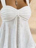 Women's Eyelet Lace Cami Crop Tops Backless Fashion Designer S-L Singlets-Women's Tops Fashion Designer Singlets-International Women's Clothing