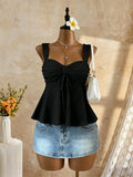 Women's Eyelet Lace Cami Crop Tops Backless Fashion Designer S-L Singlets-Women's Tops Fashion Designer Singlets-International Women's Clothing