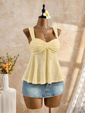 Women's Eyelet Lace Cami Crop Tops Backless Fashion Designer S-L Singlets-Women's Tops Fashion Designer Singlets-International Women's Clothing