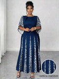 Women's Fashion Designer 1-4XL Leopard Print Long Dresses (Plus Size)