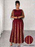 Women's Fashion Designer 1-4XL Leopard Print Long Dresses (Plus Size)