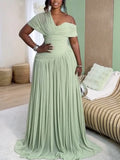 Women's Fashion Designer 1-5XL Pleated Chiffon Dresses (Plus Size)