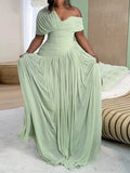 Women's Fashion Designer 1-5XL Pleated Chiffon Dresses (Plus Size)