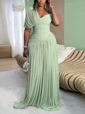 Women's Fashion Designer 1-5XL Pleated Chiffon Dresses (Plus Size)