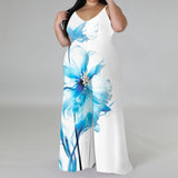 Women's Fashion Designer 1-6XL Floral  Wide Leg Jumpsuits (Plus Size)