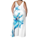 Women's Fashion Designer 1-6XL Floral  Wide Leg Jumpsuits (Plus Size)