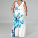 Women's Fashion Designer 1-6XL Floral  Wide Leg Jumpsuits (Plus Size)