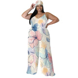 Women's Fashion Designer 1-6XL Floral  Wide Leg Jumpsuits (Plus Size)