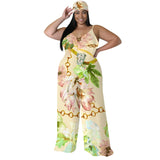 Women's Fashion Designer 1-6XL Floral  Wide Leg Jumpsuits (Plus Size)