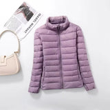 Women's Fashion Designer Collar Warm White Duck Down 1-7XL Jackets (Plus Size)-Women's Tops Fashion Designer Plus Size Jerseys-International Women's Clothing