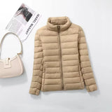 Women's Fashion Designer Collar Warm White Duck Down 1-7XL Jackets (Plus Size)-Women's Tops Fashion Designer Plus Size Jerseys-International Women's Clothing
