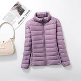 Women's Fashion Designer Collar Warm White Duck Down 1-7XL Jackets (Plus Size)-Women's Tops Fashion Designer Plus Size Jerseys-International Women's Clothing