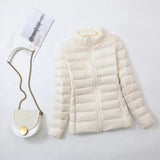 Women's Fashion Designer Collar Warm White Duck Down 1-7XL Jackets (Plus Size)-Women's Tops Fashion Designer Plus Size Jerseys-International Women's Clothing