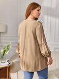 Women's Fashion Designer 2-4XL Blouse Flare Long-Sleeve Tops (Plus Size)
