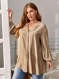 Women's Fashion Designer 2-4XL Blouse Flare Long-Sleeve Tops (Plus Size)