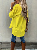 Women's Fashion Designer 2-4XL Blouse Lapel Long-Sleeve Tops (Plus Size)-